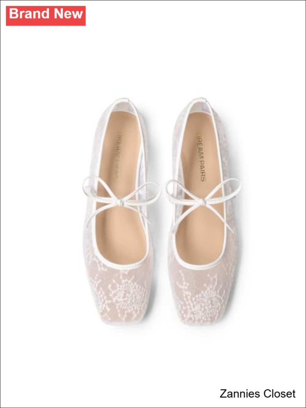 ✨ DREAM PAIRS Women's Square Toe Ballet Mary Jane Flats Lace Bow
